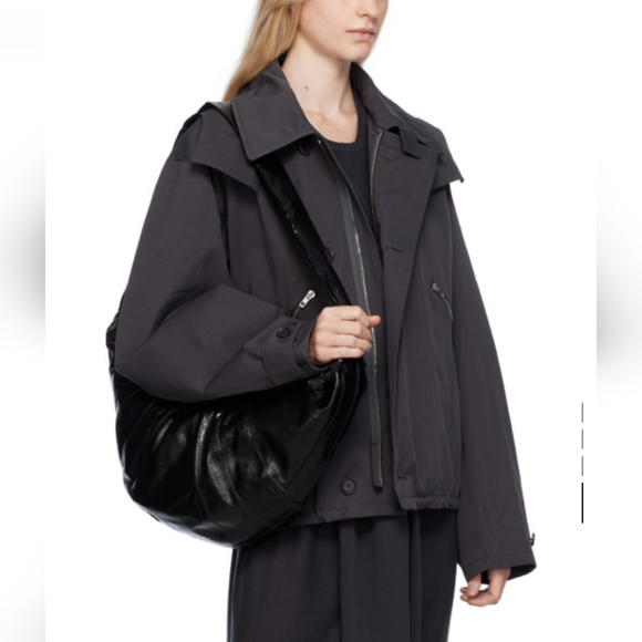 Lemaire Large Coated Linen Canvas Croissant Bag (black) - Picture 8 of 8